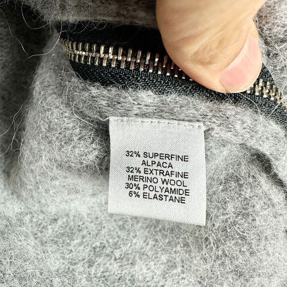 Michelle Mason Alpaca Merino Wool Sweater Size XS Gray V-Neck Side Zip Classic - Picture 4 of 5